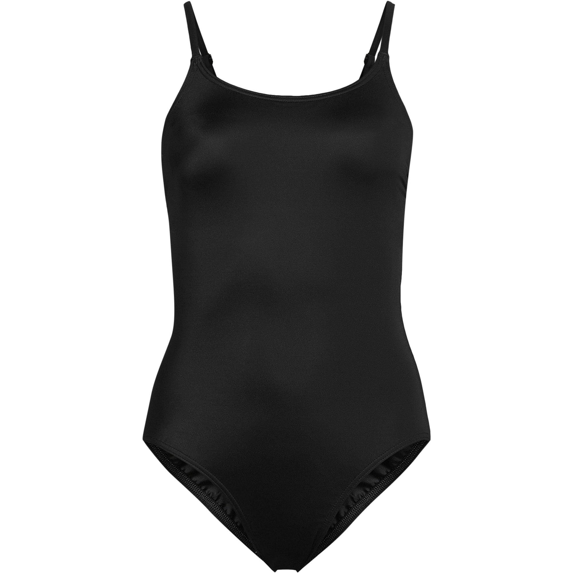 Lands' End Women's Tugless Thin Strap One Piece Swimsuit 2 Black