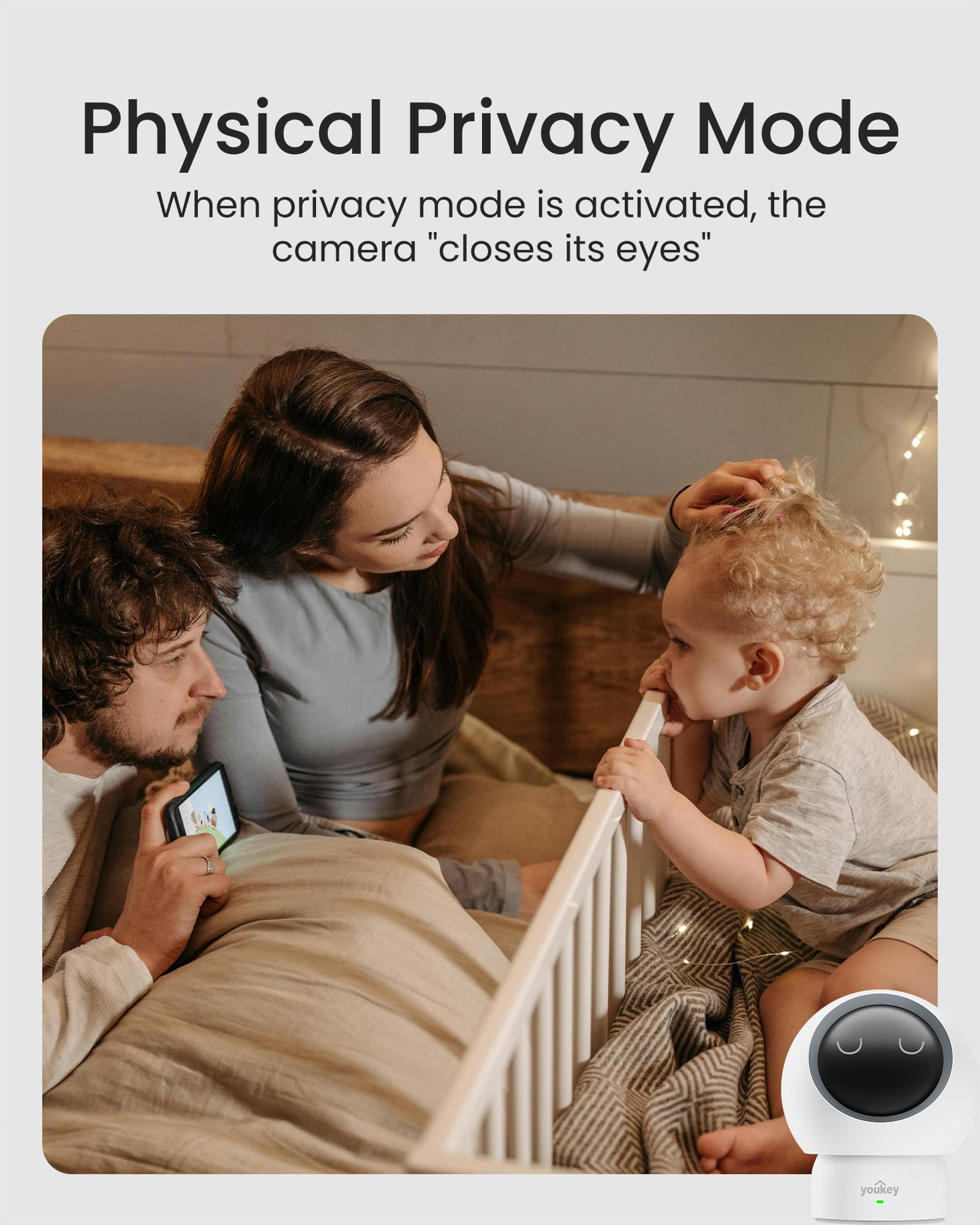 youkey Indoor Camera 2.5K, No Monthly Fees, Pan & Tilt, 360° Dog/Pet Camera for Home Security, 2.4/ 5GHz WiFi 6, Bluetooth Pairing, Human/Pet/Baby Crying Detection, Two-Way Audio, Night Vision