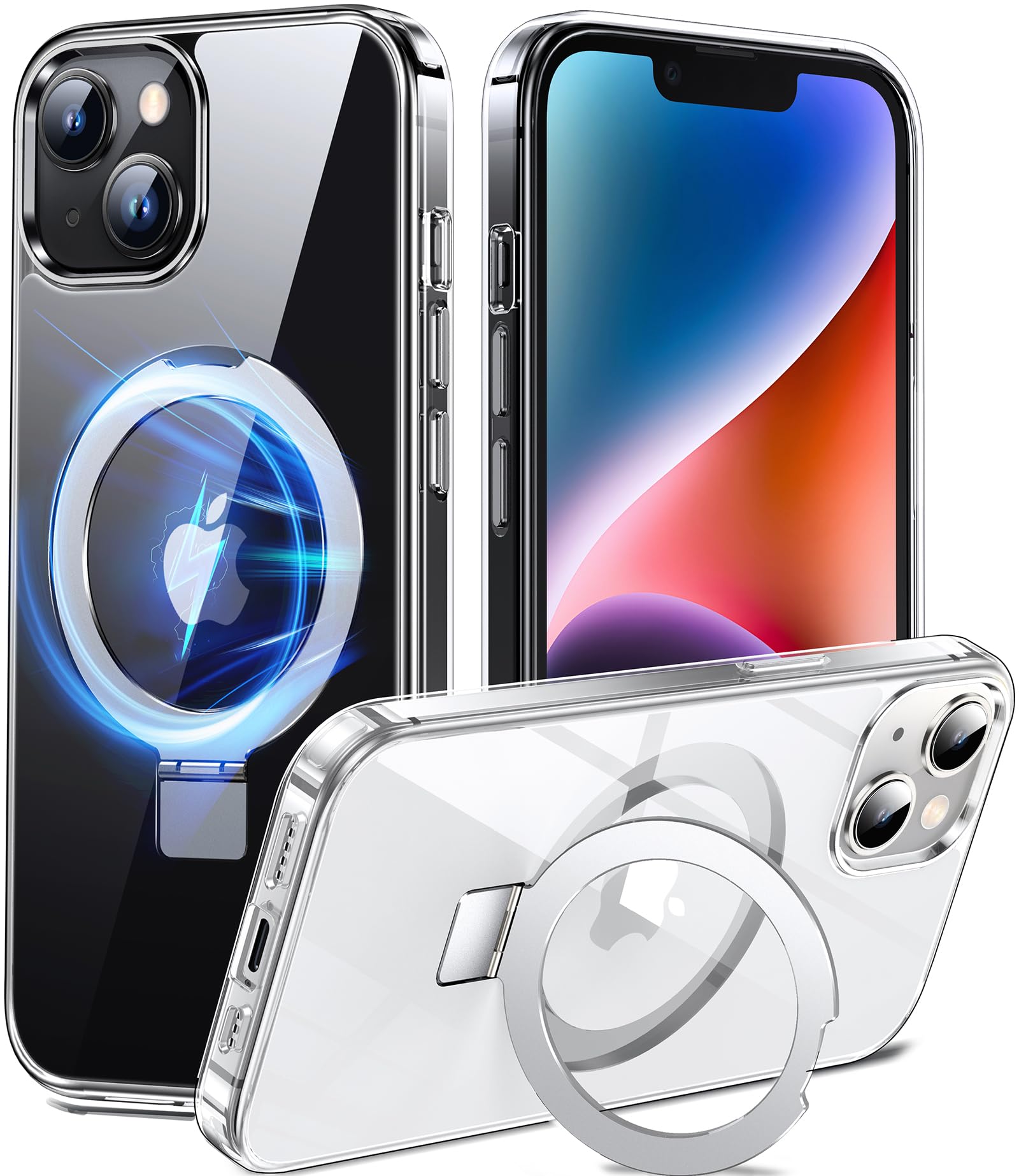 Chicfun 3-in-1 [Magnetic+Kickstand+Ring Holder] for iPhone 13 Case, iPhone 14 Case Compatible with MagSafe, Phone Case iPhone 13/14 with Stand Military Shockproof Protective Magnetic Cover