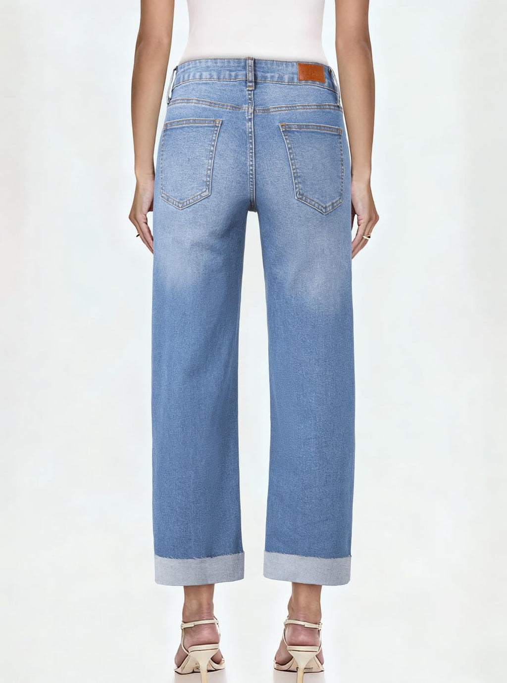 Sidefeel Women's Barrel Jeans High Waisted Wide Leg Capri Baggy Boyfriend Denim Pants Size 14 Sky Blue