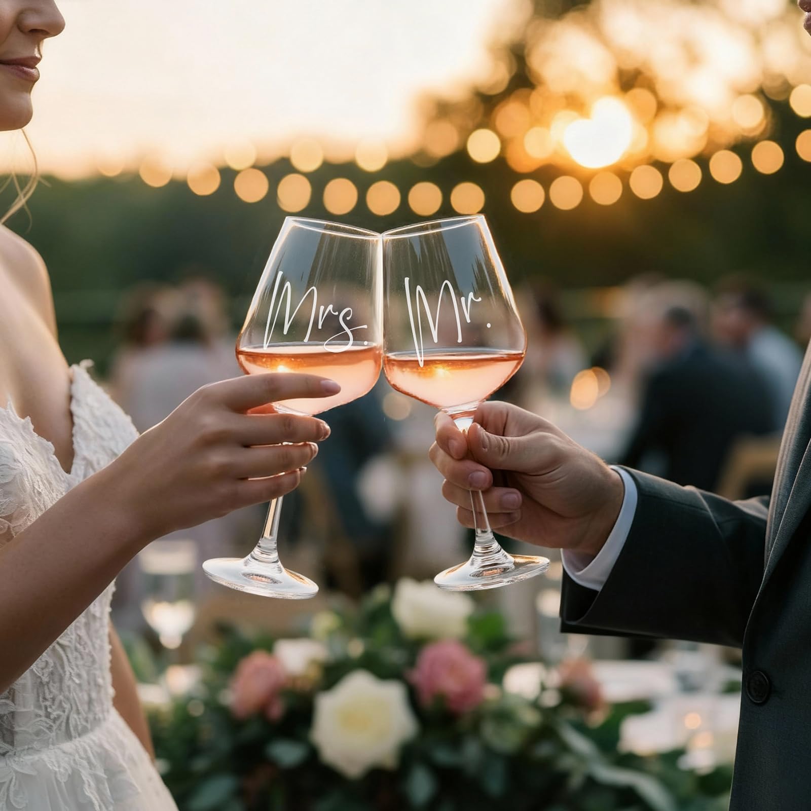AW BRIDAL Mr and Mrs Wine Glasses Wedding Gifts for Couples 2026, Engagement Gift for Newly Engaged Couple, Bridal Shower and Bachelorette Gifts for Bride, Wine Opener Stopper and Wooden Keepsake Box