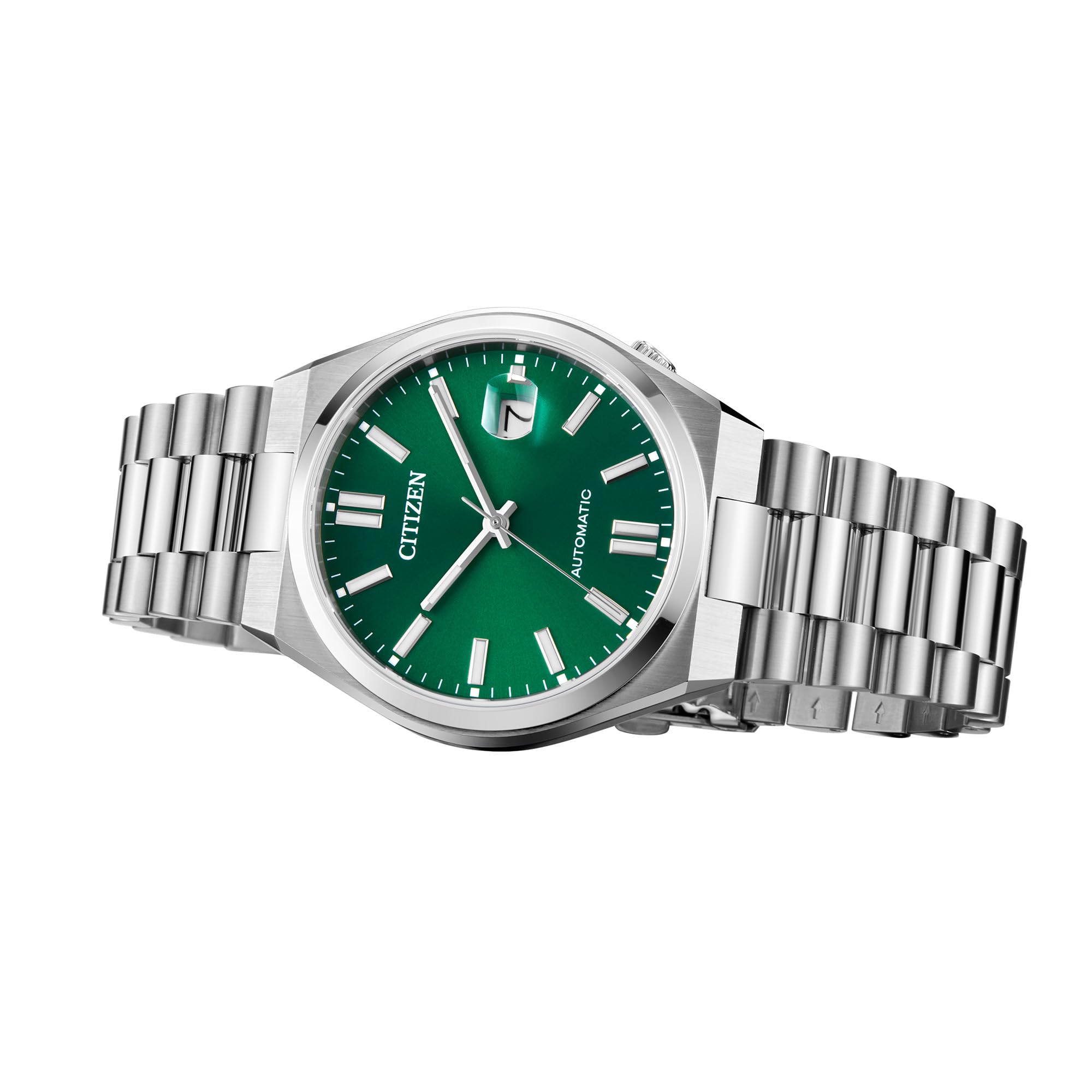 Citizen Men's Automatic Tsuyosa Sport Luxury Watch, Silver-Tone Stainless Steel, Green Dial, 3 Hand with Date, 42 Hour Power Reserve (Model: NJ0150-56X)