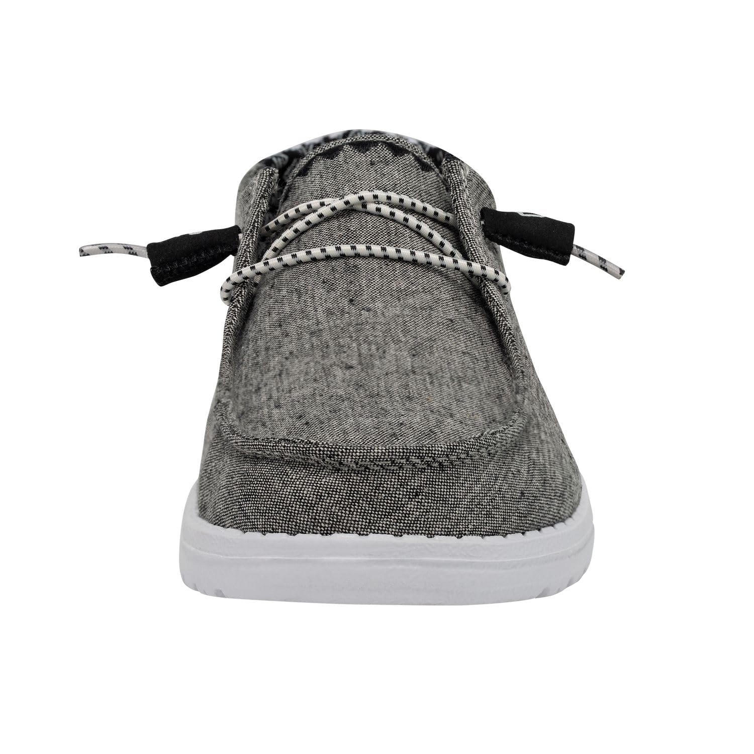 HEYDUDE Women's Wendy Chambray Woven Onyx Size 8 | Women's Shoes | Women's Slip On Shoes | Comfortable & Light-Weight