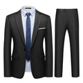 WULFUL Men's 2 Piece Slim Fit Suit Set One Button Blazer Jacket Pants Tuxedo Set for Party, Wedding and Business Black