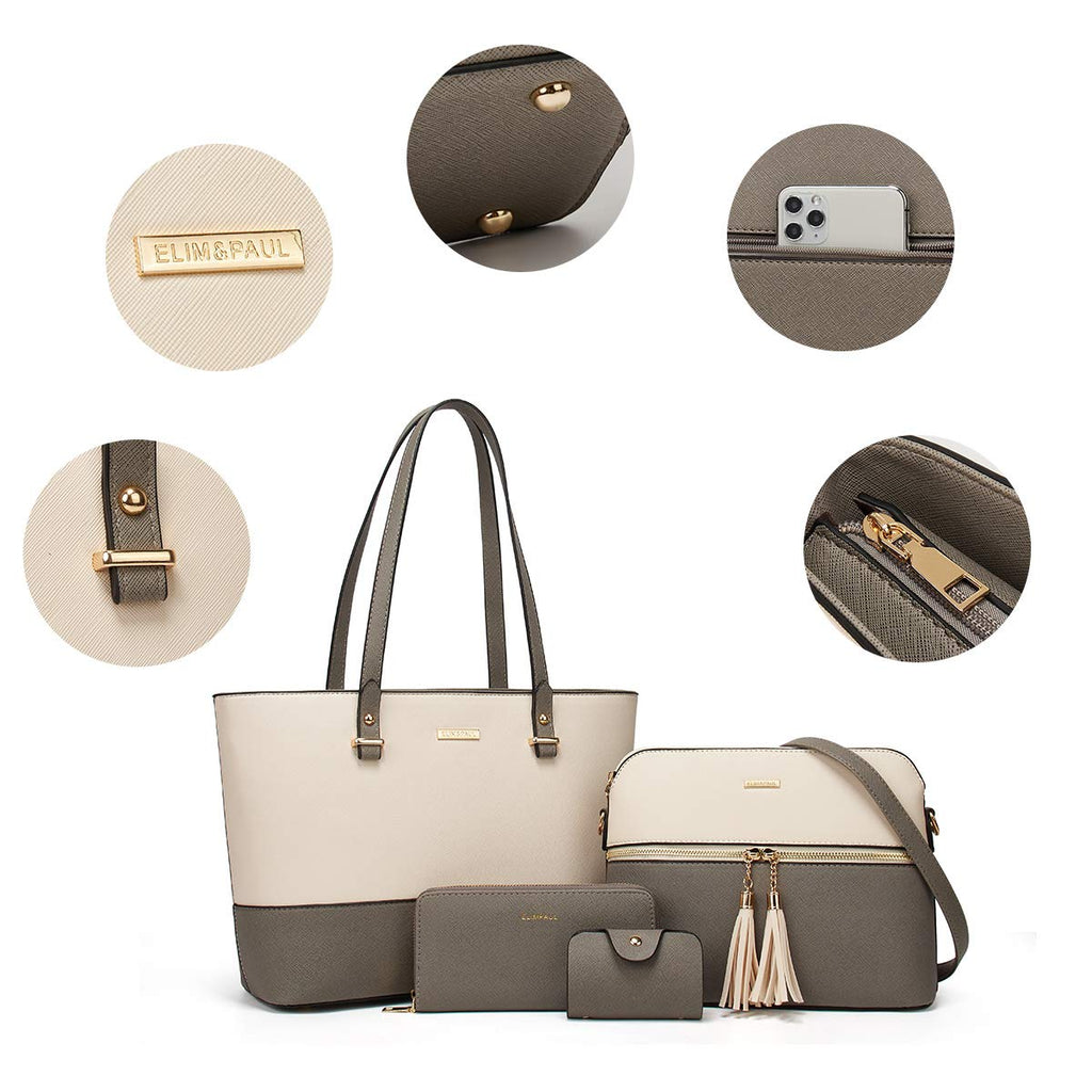 Women Fashion Handbags Wallet Tote Bag Shoulder Bag Top Handle Satchel Purse Set 4pcs