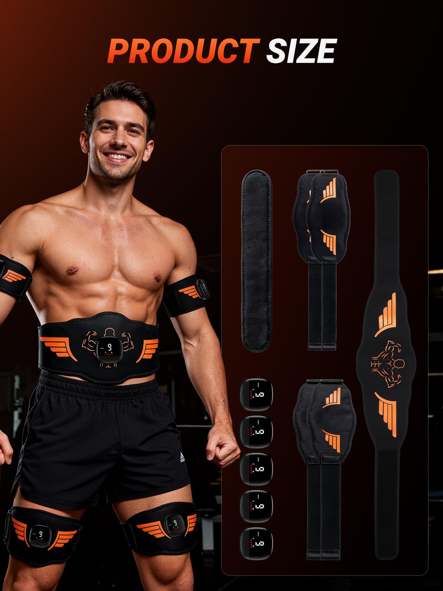 Electronic Muscle Stimulator 5-Piece Set, EMS Ab Machine - Fitness Apparatus Equipment Workout Equipment for Muscle Conditioning & Core Workout, Strength Training, Recovery Suitable for Men and Women