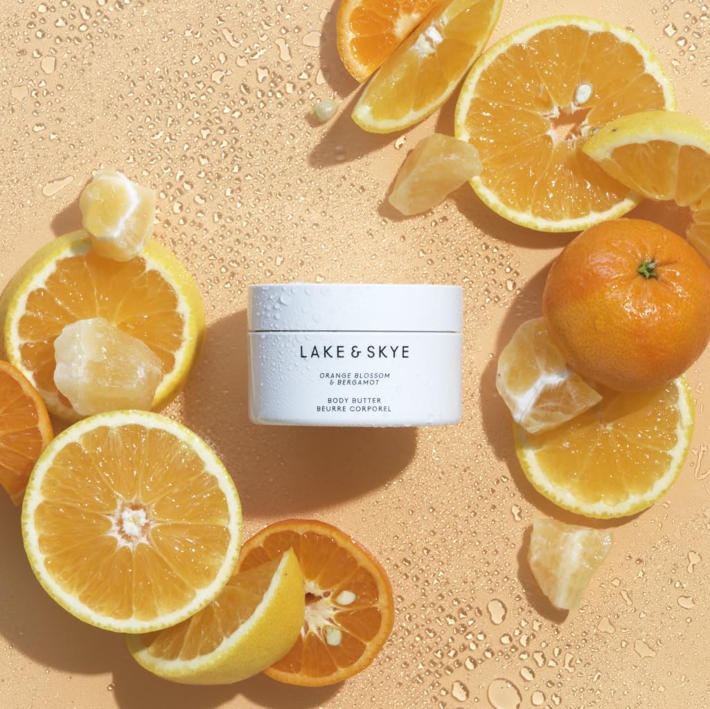 Lake & Skye Orange Blossom + Bergamot Body Butter – 4.94 oz Hydrating, Essential Oils, Vegan