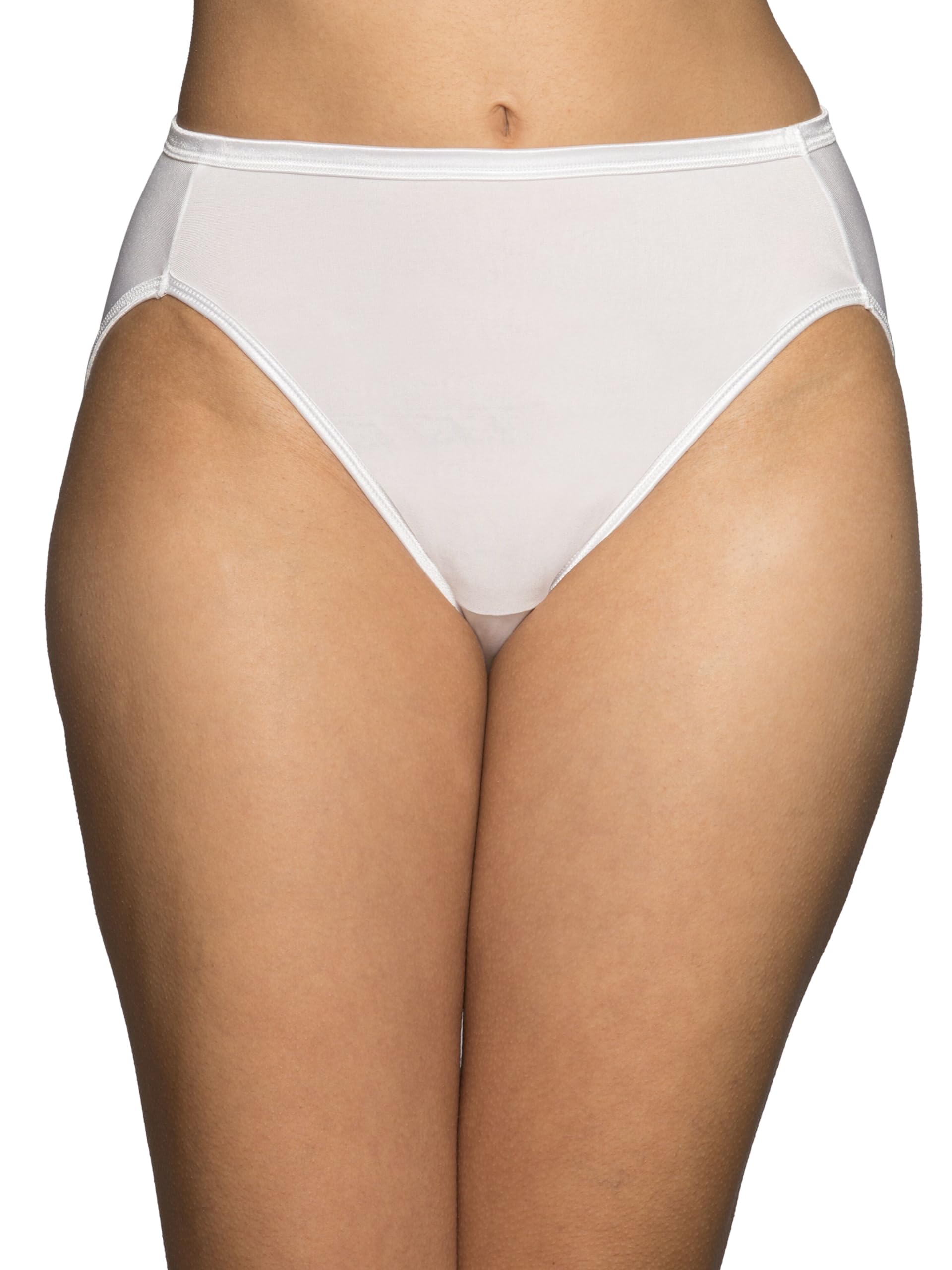 Vanity Fair Women's Illumination Hi Cut Panty 13108, White/Quartz/Beige, 7 (13307)