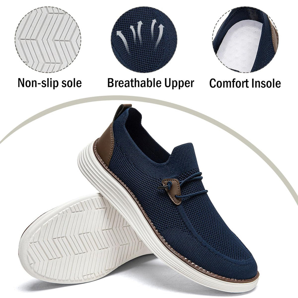 WOHHHW Men's Loafers Slip On Shoes Men Boat Shoes Casual Walking Shoes for Men Comfort Lightweight Breathable Dark Blue Size 11