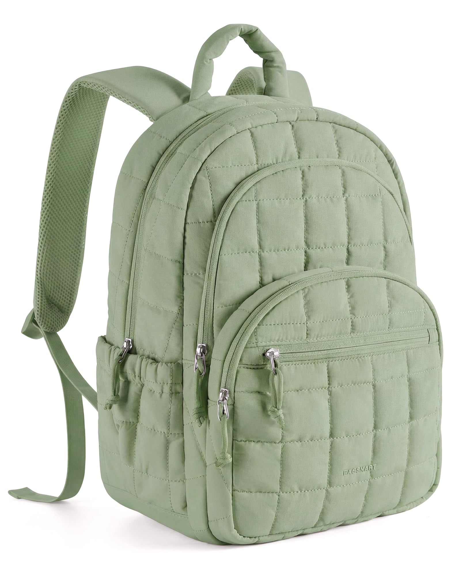 BAGSMART College Laptop Backpack, Travel Backpack for Women, Quilted Casual Daypack, Water-Resistant Bookbag for 15.6 Inch Laptop, Forest Green