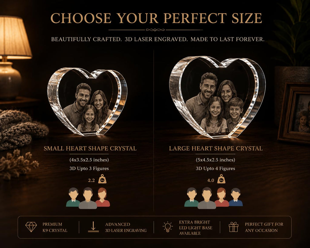 Personalized 3D Crystal Heart Figurine – Custom Photo Engraved Gift, Premium Crystal Keepsake for Anniversary, Wedding, Birthday, Couples & Loved Ones(medium rectangle 3 * 3.5 * 3 inches)