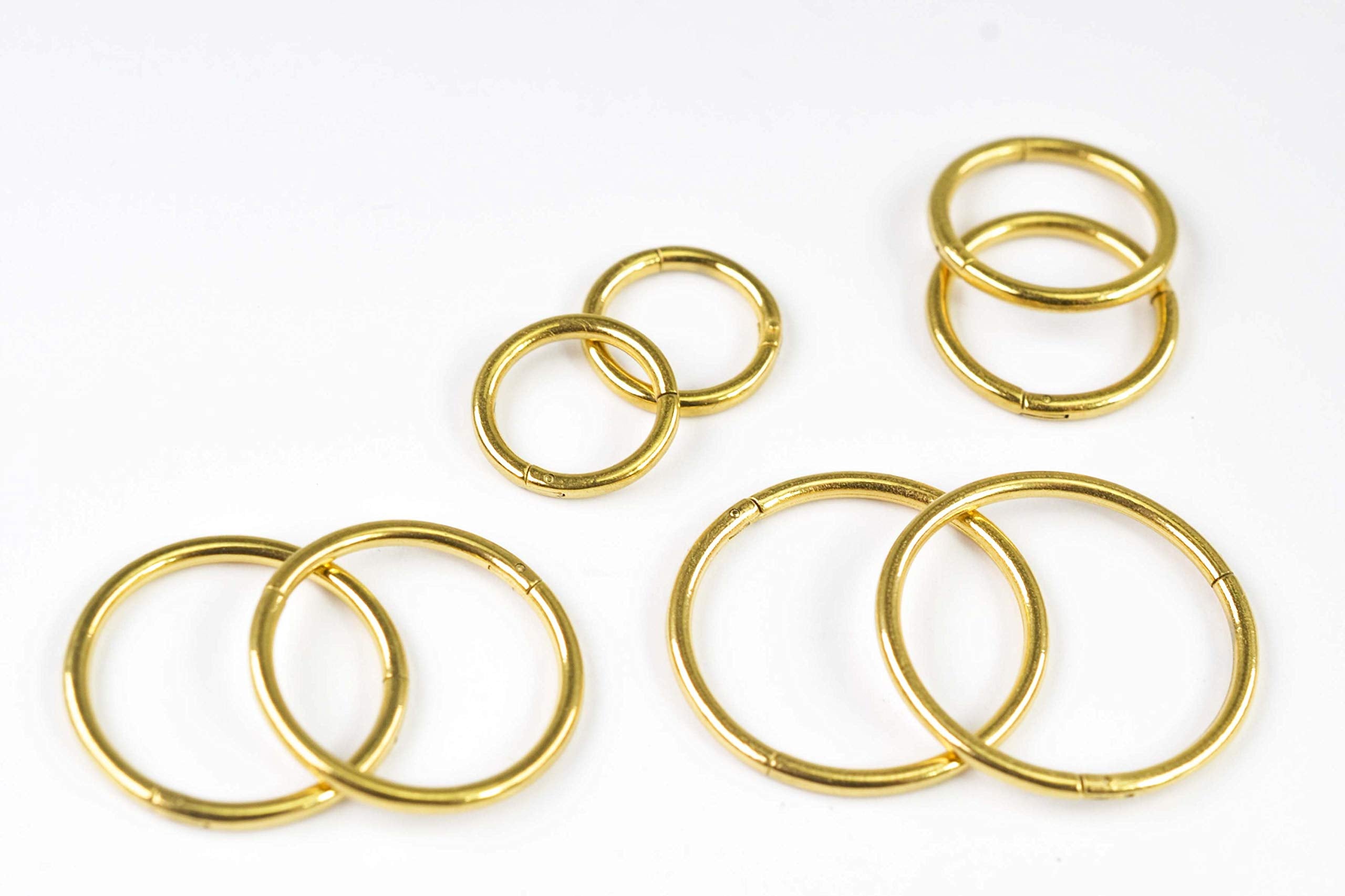 HQLA 4Pairs 18G Surgical Steel Hinged Clicker Segment Nose Rings Hoop Helix Cartilage Daith Tragus Sleeper Earrings Body Piercing for Women Men (18G - Gold - (6mm-12mm) - 4Pairs)