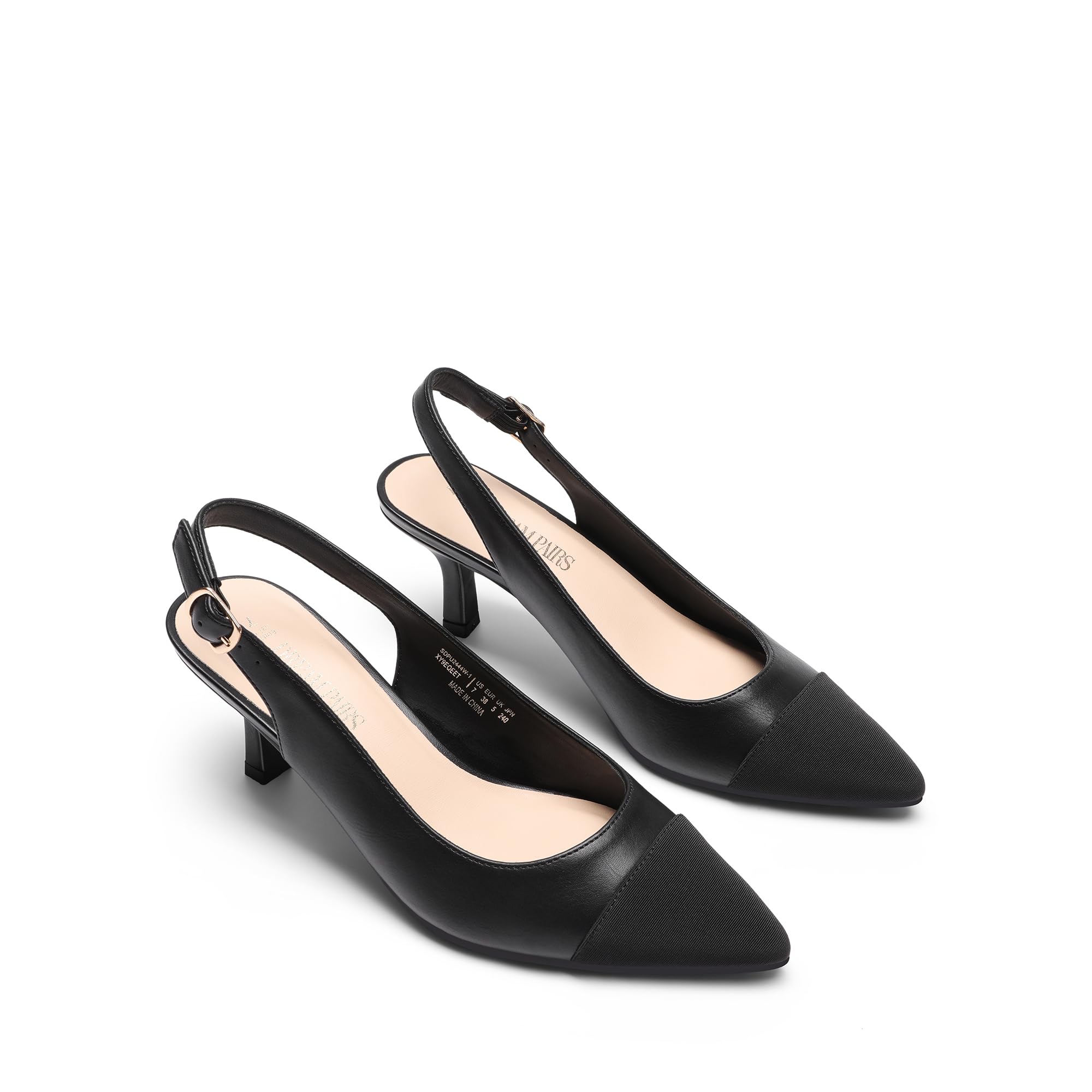 DREAM PAIRS Women's Kitten Heel Slingback Pointed Closed Toe Low Stiletto Heels Dress Bridal Elegant Wedding Pumps Shoes,Size 6,All Black,SDPU2444W-1