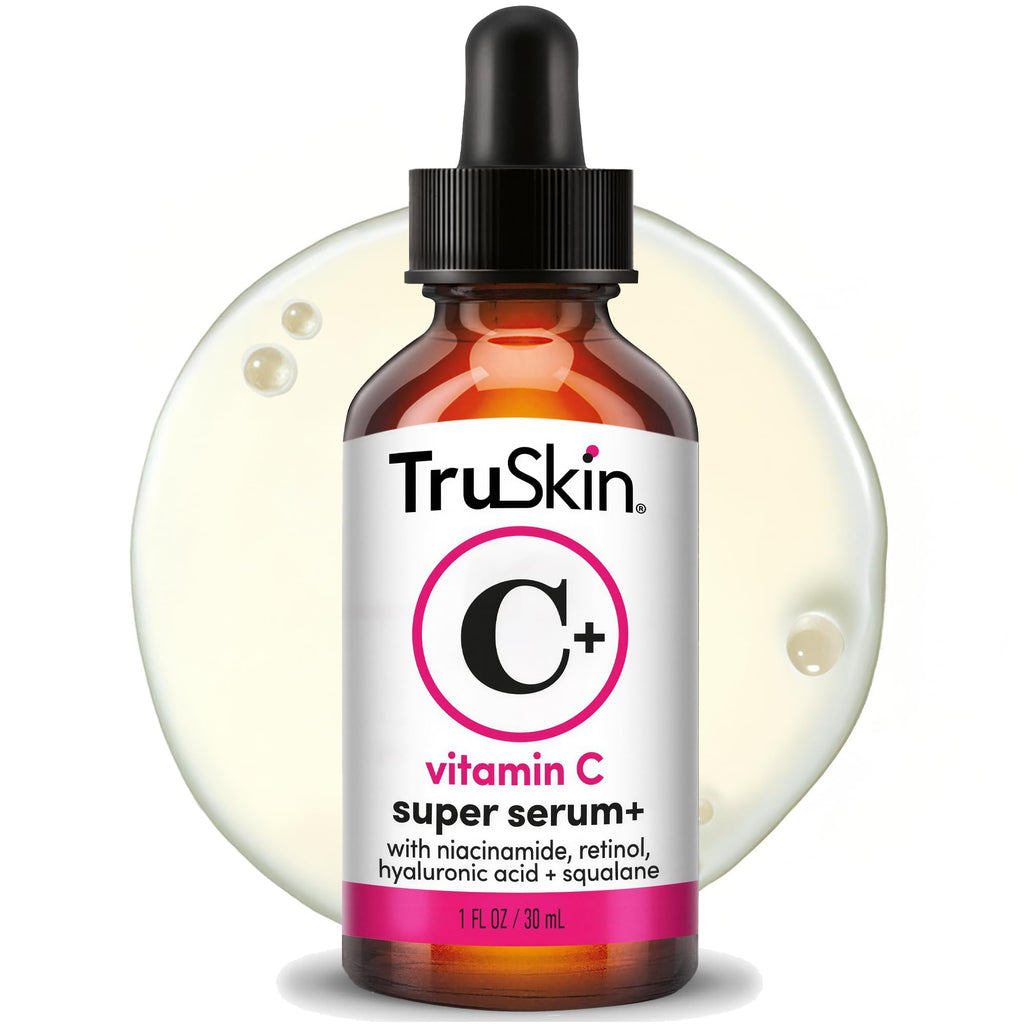 TruSkin Vitamin C Super Serum for Face - Five Skin Benefits in One Serum with Vitamin C, Retinol, Niacinamide, Hyaluronic Acid & Squalane - Brighten, Firm & Smooth the Look of Skin, 1 Fl Oz