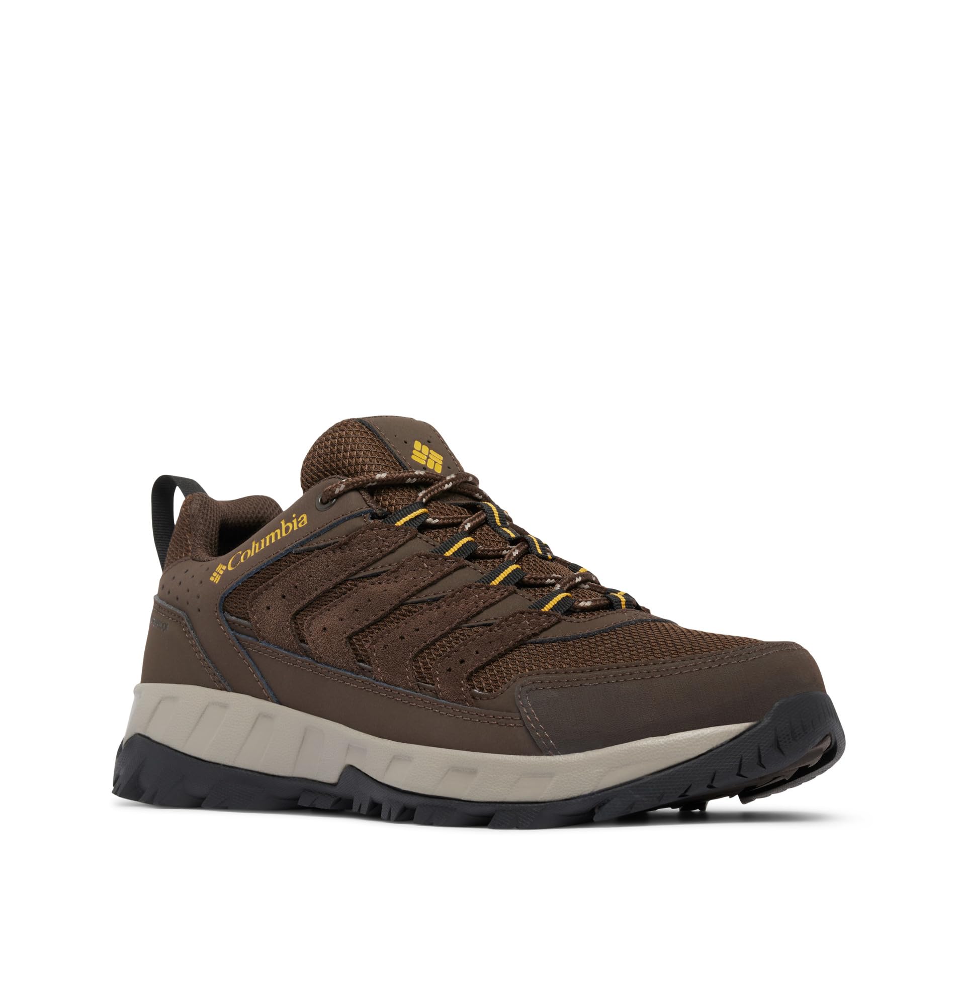 Columbia Men's Strata Trail Low Waterproof, Cordovan/Golden Yellow, 9.5 Wide