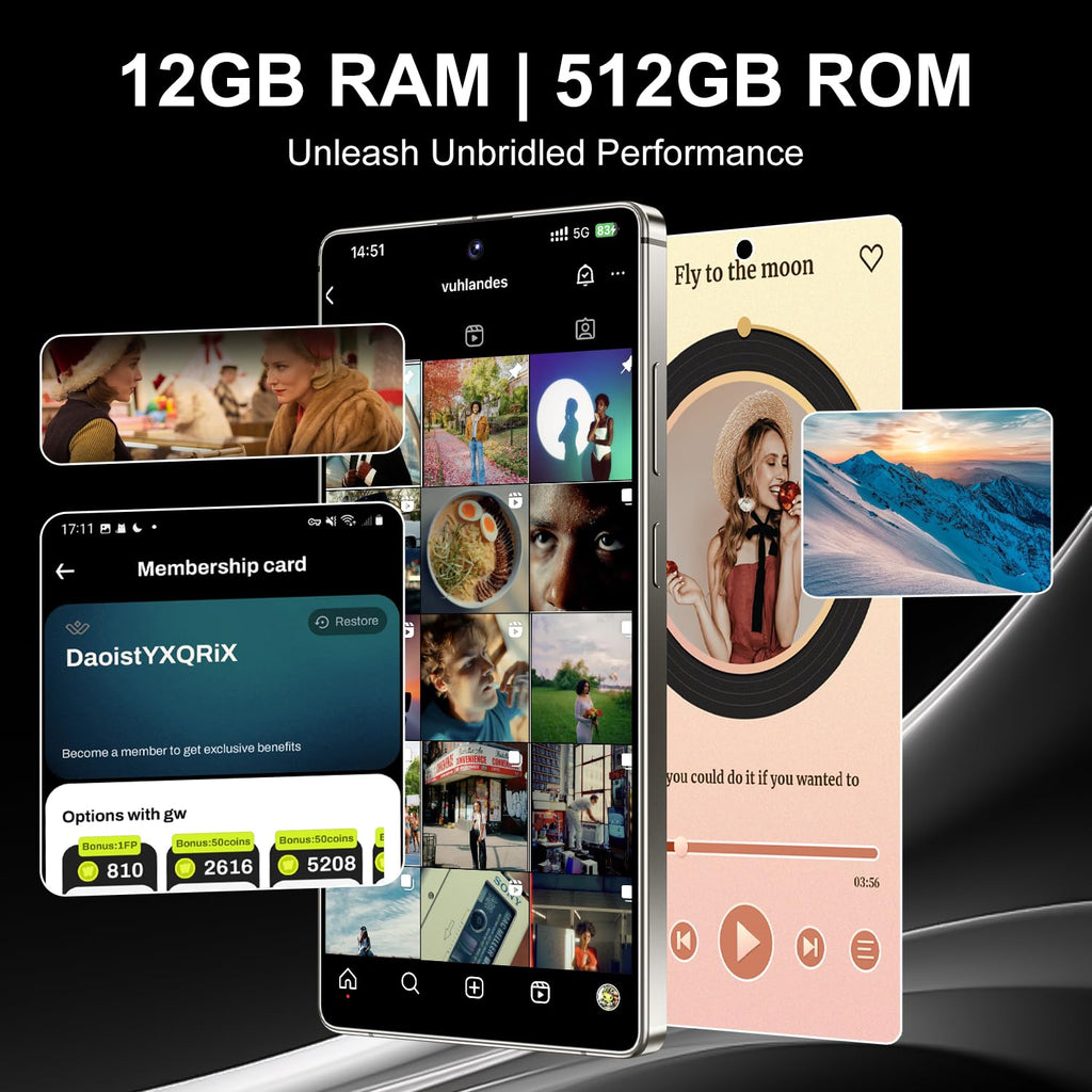 QFJ 26 Ultra 12+512GB Smartphone - 7000mAh Battery, 6.99-inch Display, Built-in Pen,Android 15,68MP+108MP Dual Camera/Dual SIM/Fingerprint Lock/Face(Green)
