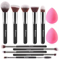 BEAKEY Makeup Brushes Set, Professional Foundation Eyeshadow Concealer Blush Powder Bronzer Applicator, 2 Blender Sponge with Beauty Paper Case,Stocking Stuffers