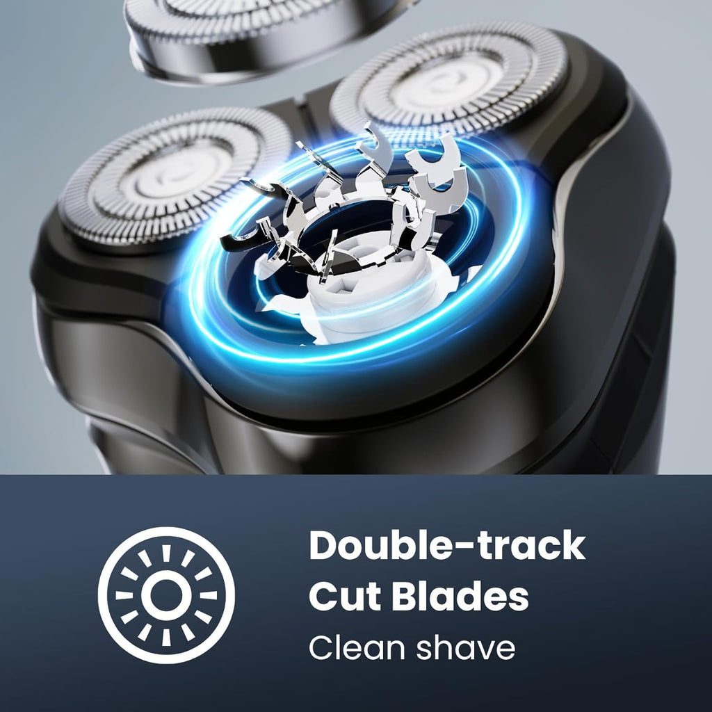 Electric Razor for Men Cordless: Wet/Dry Rotary Shaver Waterproof - USB Fast Charging & Sensitive Skin Care - Pop up Trimmer & Precision Blades Upgraded Gorgeous Black Upgraded
