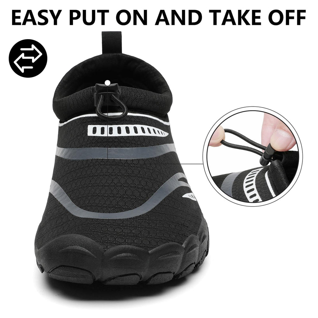 Mishansha Barefoot Shoes for Men Lightweight Water Shoes Men Quick Dry Swim Aqua Five Toe Beach Shoes Coal Black-E0153 13.5 Women/11.5 Men