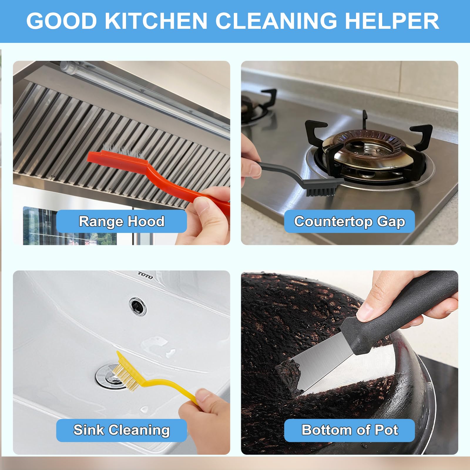 Dfacio 11Pcs Crevice Cleaning Brush Set, Hard Bristle Cleaning Supplies for Kitchen, Bathroom, Corner, Grout, Sink, Cup, Teapot, Bottle, Blender