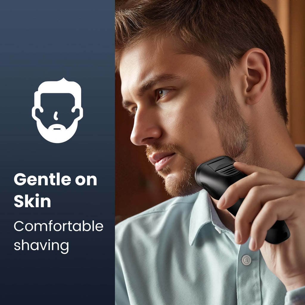 Electric Razor for Men Cordless: Wet/Dry Rotary Shaver Waterproof - USB Fast Charging & Sensitive Skin Care - Pop up Trimmer & Precision Blades Upgraded Gorgeous Black Upgraded