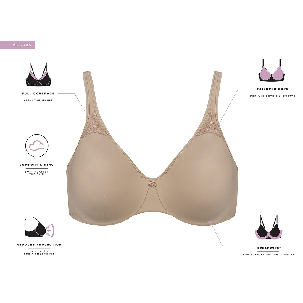 Bali womens Passion For Comfort Minimizer Underwire Bra, Black, 42DDD