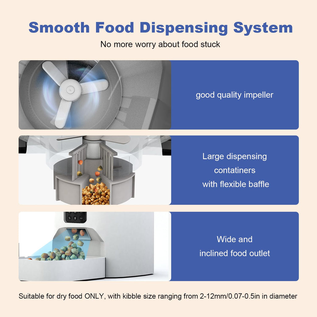 Automatic Cat Feeder, 4L Cat Food Dispenser with 10s Voice Recorder, Pet Feeder up to 8 Meals per Day, Timed Dog Feeder with Dry Food Sealed Ring