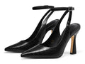 Coutgo Womens Closed Toe High Heels Slingback Pointed Toe Pumps Ankle Strap Dress Shoes, Black, Size 6