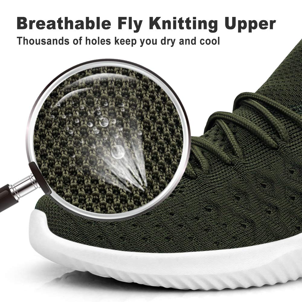 Feethit Mens Slip On Walking Shoes Lightweight Breathable Non Slip Running Shoes Comfortable Fashion Sneakers for Men Green Size 12