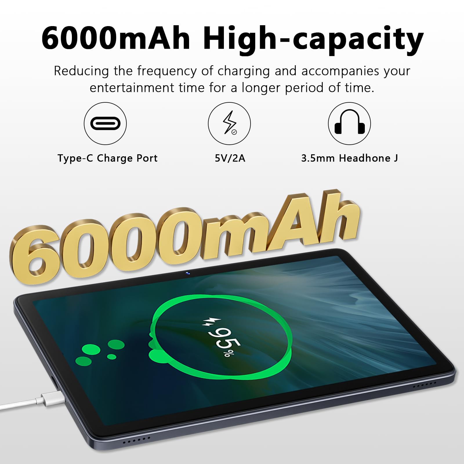 Raemond 10 Inch Tablet Android 15 with Keyboard, 24GB RAM + 128GB ROM (1TB Expand), T615 Octa-Core, 1280x800 IPS HD Display, 5MP+8MP Dual Camera, 6000mAh, Mouse, Widevine L1, GPS
