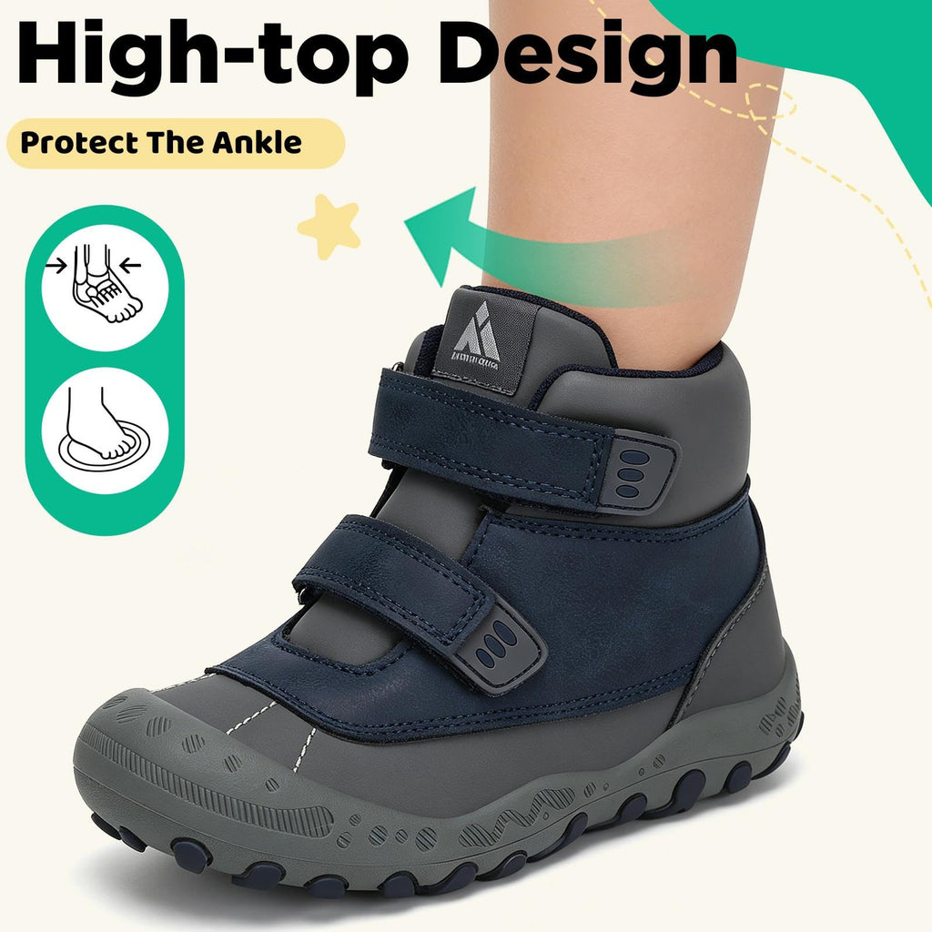 Mishansha Unisex-Child Outdoor Ankle Hiking Boots Boys Girls Trekking Walking Shoes with Hook and Loop Pu Blue 12 Little Kid