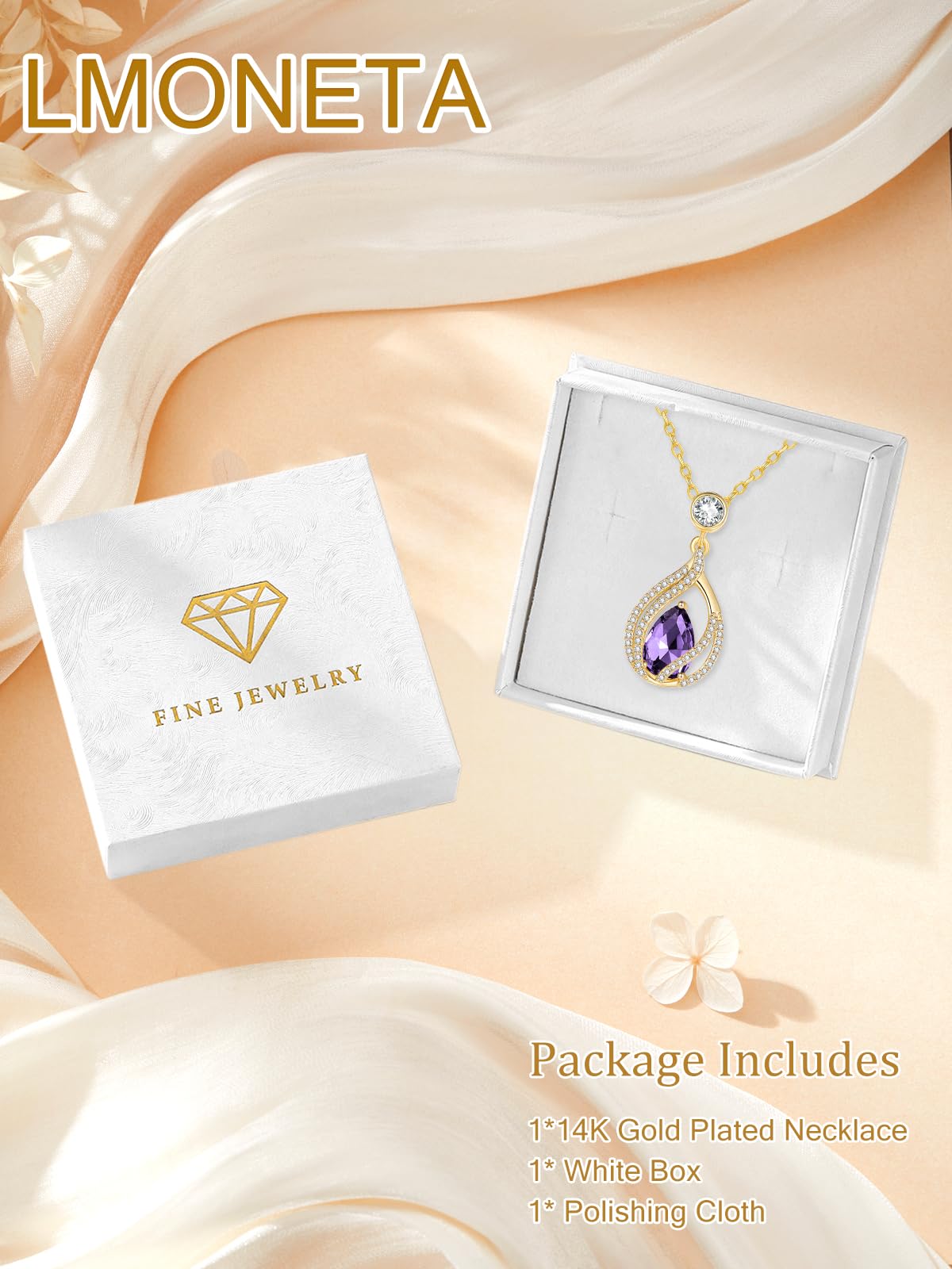Lmoneta Birthstone Necklace for Women February Birthday Gift for Her Amethyst Birth Stone Necklace for Womens Necklaces
