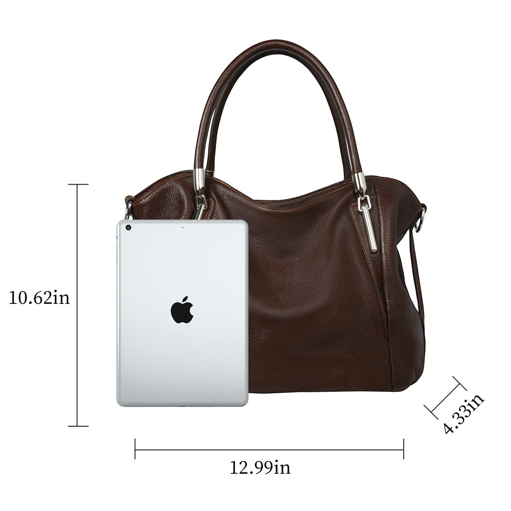 HESHE Women's Leather Shoulder Bag Trendy Designer Tote Bag Sacthel Purse Large Capacity Travel Bag Crossbody Hobo Bags (Coffee)
