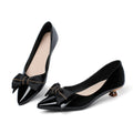 Danglianying Womens Low Kitten Heels Dressy Shoes Work Comfortable Closed Toe Flower Slip on Formal Party Dance Heeled Pumps 401Black Size 8.5