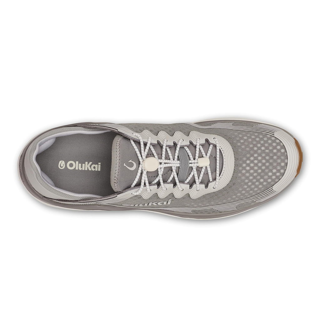OLUKAI 'Ahi Men's Water Shoes, Cushioned & Quick-Drying Marine Sneaker, Breathable Mesh & Wet Grip Rubber Outsole for Boats, Docks & Wet Surfaces, Ash/Sterling, 10.5