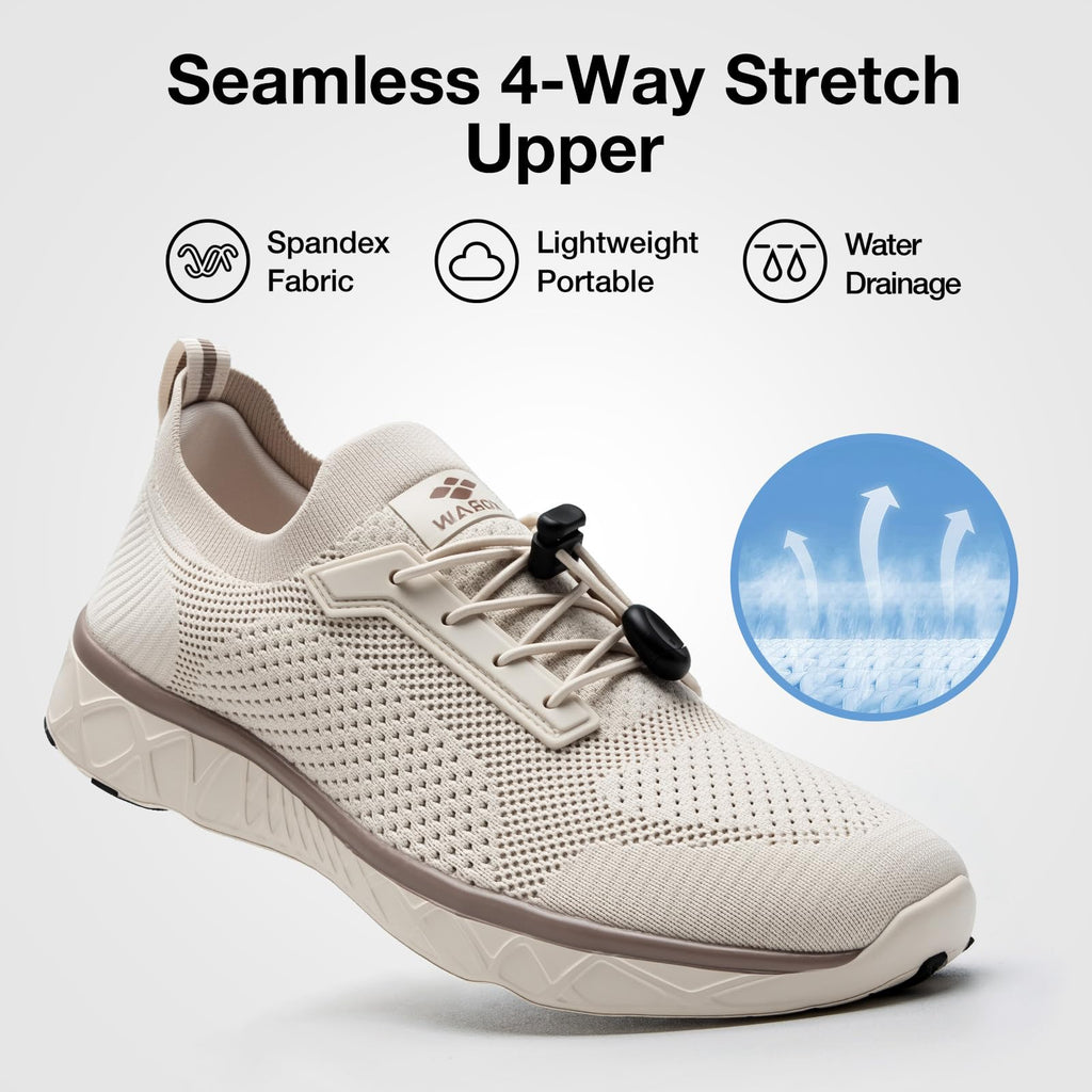AQUA STEPS Water Shoes for Men, Qucik-Dry Swim Shoes, Barefoot Shoes Men for Beach, Pool Oatmeal US 10
