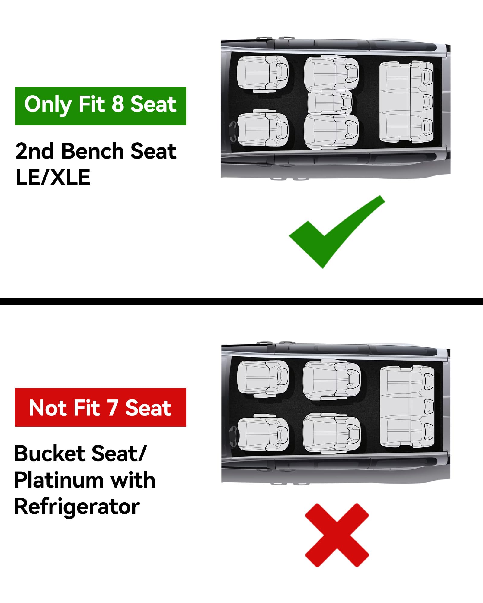 3W Floor Mats for Toyota Sienna 2021-2026 LE/XLE (Only for 8 Seat), TPE All Weather Custom Fit Floor Liner for Sienna Accessories 1st, 2nd and 3rd Row with Red Accent