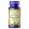 Puritan's Pride Premium Sunvite™ Mega-Potency Vitamin D3 5,000 IU, Dietary Supplement for Healthy Bones, Teeth, and Immune System Support, 200 Rapid Release Softgels (Packaging May Vary)