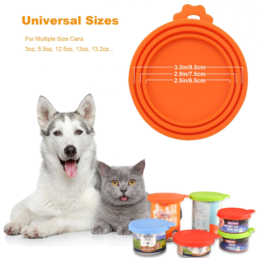 Yobbai 6 packs Pet Food Can Lids, Food Safe BPA-Free & Dishwasher Safe, Can Covers with 2 Stainless Steel Spoons, Most Standard Size Dog and Cat Can Tops