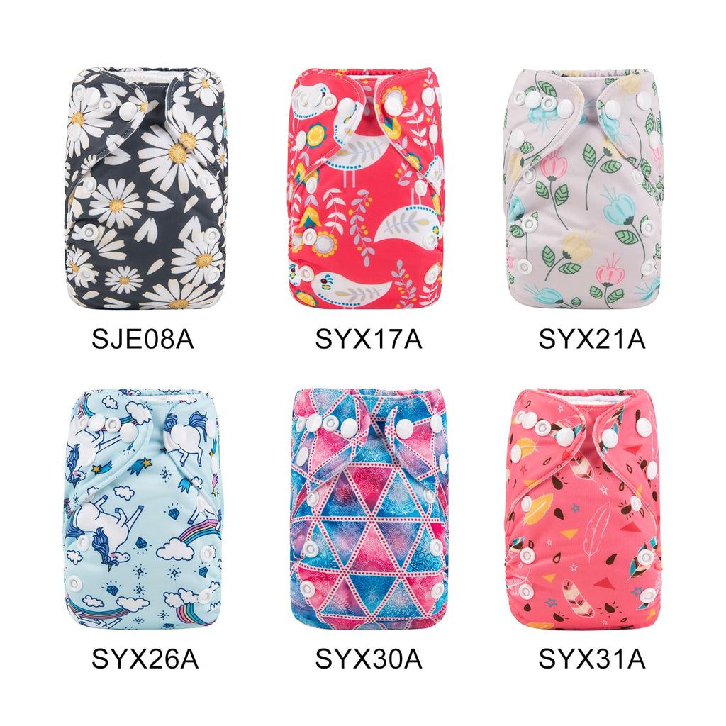 ALVABABY 6pcs with 12 Inserts Baby Cloth Diapers Pocket Newborn Diaper for Less Than 12pounds Baby Snaps Cloth Diapers Nappy