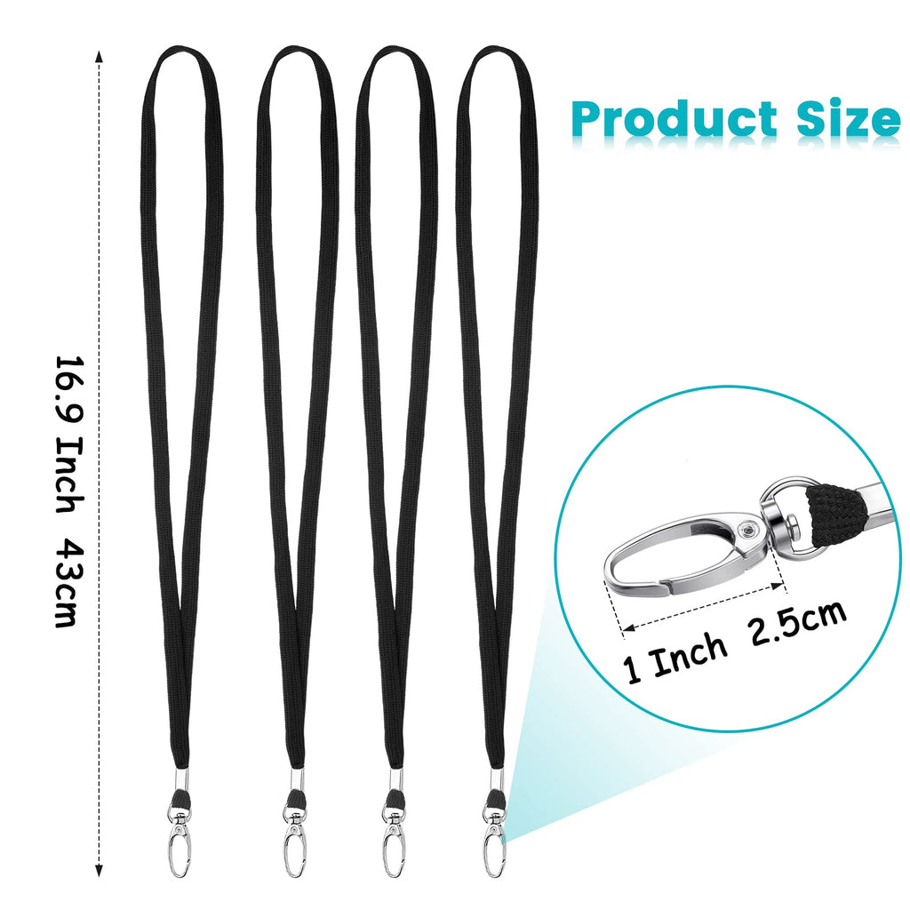 Harloon 300 Pcs Lanyards Bulk Badge Lanyards Flat Lanyards for ID Badges with Swivel Hook Clips Card Name Tag(Black)