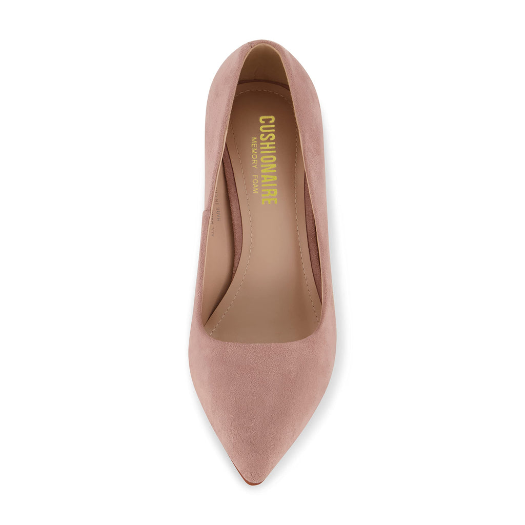 CUSHIONAIRE Lola Dress Pump Heels for Women, Classic Pointed Toe High Heels with Soft Memory Foam and Durable Outsole, Blush 9
