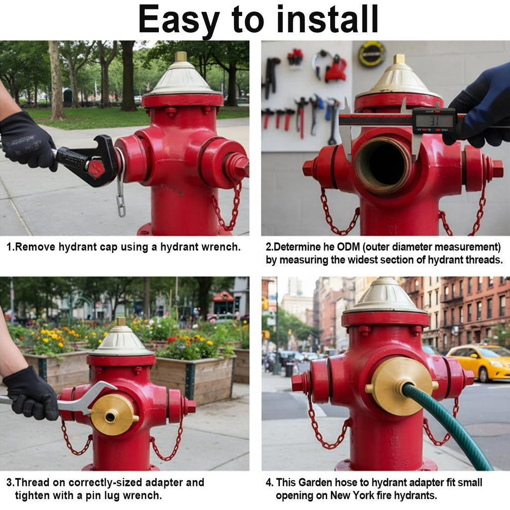 Mejiao Fire Hydrant Adapter, 2-1/2" NST (NH) Female to 3/4" GHT Male Brass Adapter with Pin Lug, Fire Equipment Hydrant to Garden Hose Connector for Fire Hydrants, Hoses, Pipes