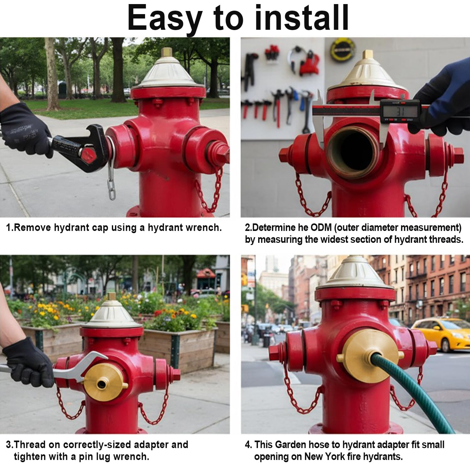 Mejiao Fire Hydrant Adapter, 2-1/2" NST (NH) Female to 3/4" GHT Male Brass Adapter with Pin Lug, Fire Equipment Hydrant to Garden Hose Connector for Fire Hydrants, Hoses, Pipes