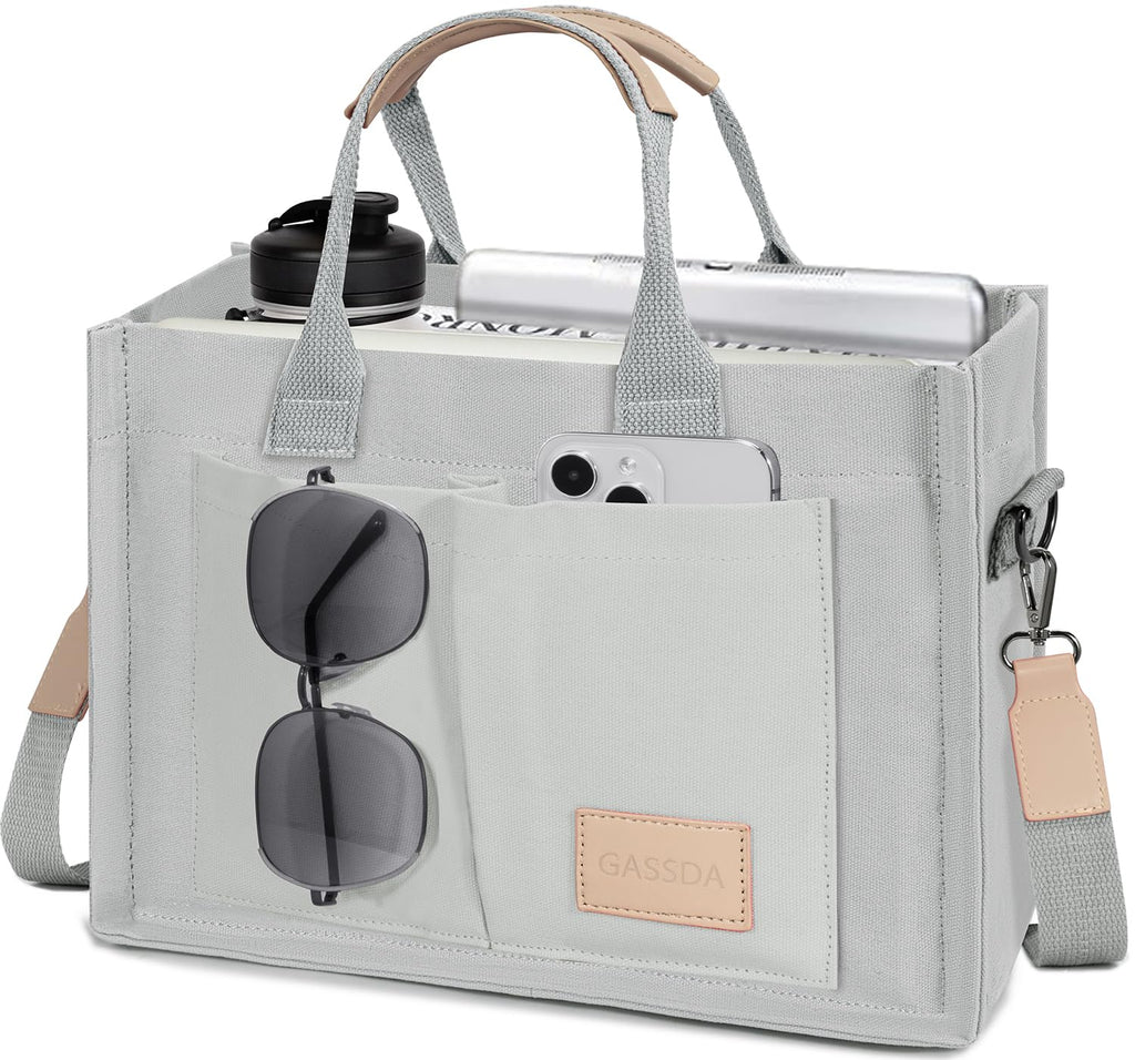 Canvas Tote Bag for Women Crossbody Work Purse with Pockets Top Handle Handbag Satchel Bags for Travel Nurse Teacher