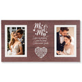 Calibron Personalized Wedding Gifts for Couples, Bridal Shower Gift for Bride, Mr & Mrs Photo Frame Holds 2pcs 4x6 Pictures, Unique Wedding Gifts for Newlyweds(Red Brown)