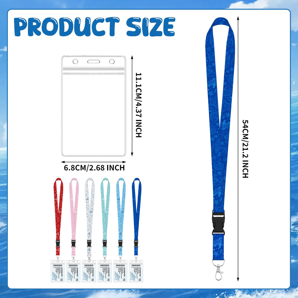 6 Pack Lanyards for Cruise Ship Cards with Waterproof ID Card Badge Holders for Royal Caribbean Cruise Essentials 2026（Ocean）