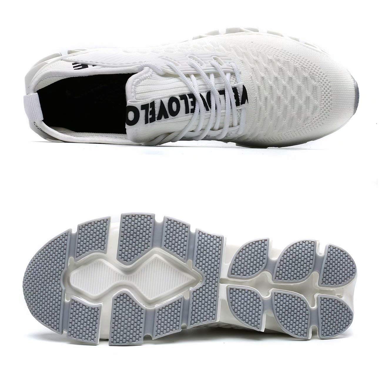 Vooncosir Men's Fashion Sneakers Breathable Mesh Running Shoes Blade Non Slip Soft Sole Casual Athletic Lightweight Walking Shoes(6.5,White)