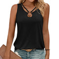 Gihgoew Womens Tank Tops Summer Tank Tops for 2024 Cut Out Ring Keyhole Neck Sleeveless Fashion Cute Tee Shirts Clothes (Black)
