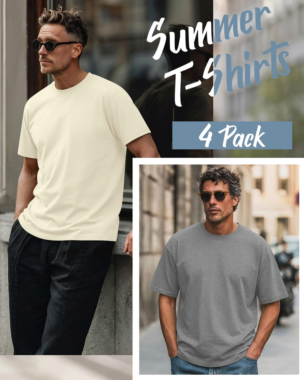 Neer 4 Pack Men's Big and Tall Shirts Summer Cotton Short Sleeve Tee Crew Neck Casual Top Basic Oversize T Shirts(Black, Army Green, Light Gray, Beige,4X-Large)